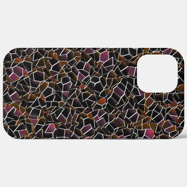 Unregelmäßiges dunkelrotes Mosaik auf Weiß Case-Mate iPhone Hülle (Rückseite (Horizontal))