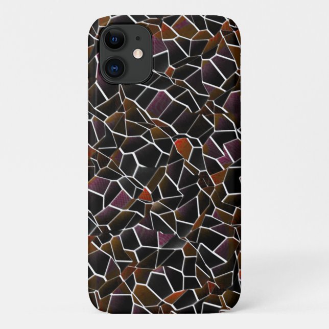 Unregelmäßiges dunkelrotes Mosaik auf Weiß Case-Mate iPhone Hülle (Rückseite)