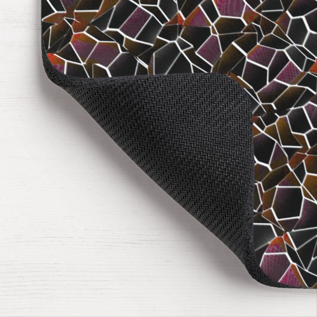 Unregelmäßiges dunkelrotes Mosaik auf Weiß Mousepad (Ecke)
