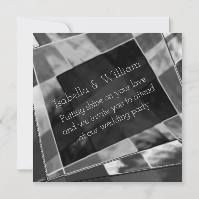 Unregelmäßiges Rechteck, schwarz und showgrau Einladung (Vorderseite)