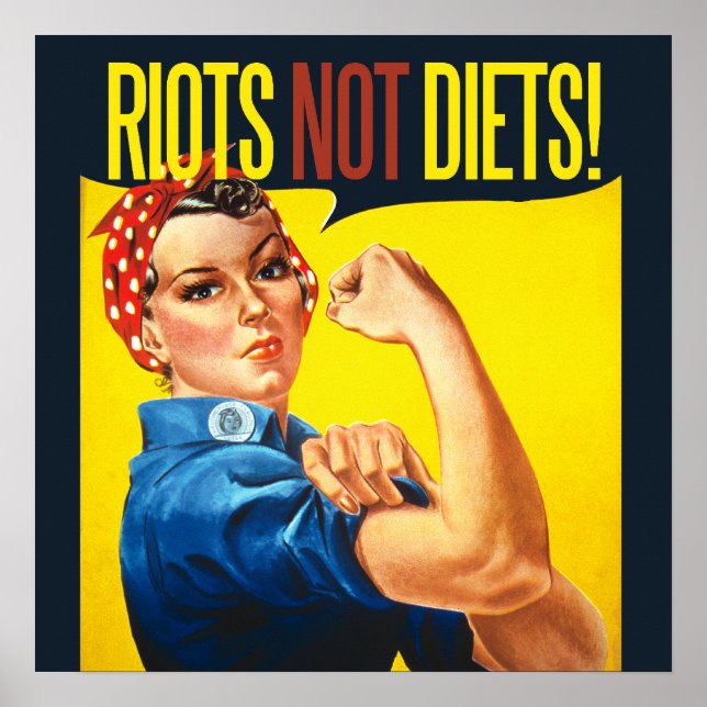 Unruhen und Ernährung - Vintager Feminismus Poster (Vorne)