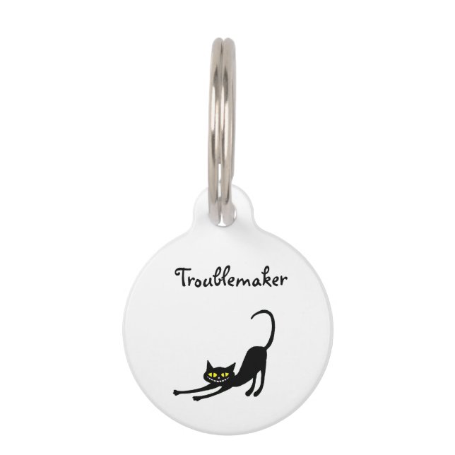 Unruhestifter-lächelnder Katzen-Haustier-Umbau Tiermarke (Vorderseite)