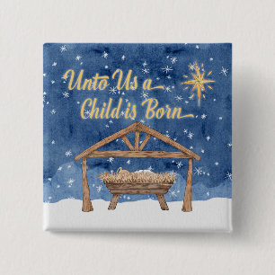 Uns ein Kind ist Geboren Weihnachtskrippe Button