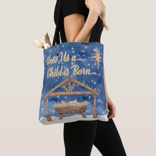 Uns ein Kind ist Geboren Weihnachtskrippe Tasche (Von Nahem)