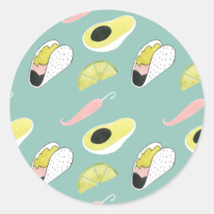 Uns gelassen Taco über Liebe  Taco-Element-Muster Runder Aufkleber