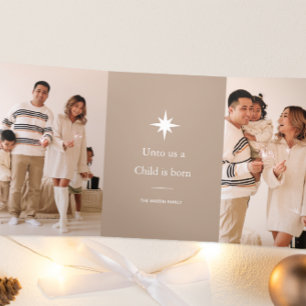 Uns ist ein Kind geboren Fotocollage Weihnachten Dreifach Gefaltete Urlaubskarte