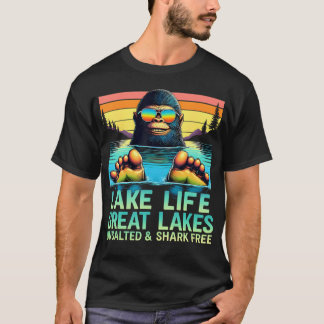 Unsalted Fishing Lake Life Bigfoot Drinking Great  T-Shirt