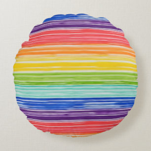 Unsaubere Regenbogenstreifen Rundes Kissen