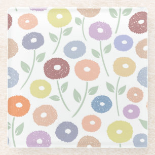 Unschärfe Blume Lg Muster Pastell auf Weiß Glasuntersetzer