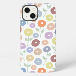 Unschärfe-Blumenmuster in Pastellfarben auf Weiß iPhone Hülle
