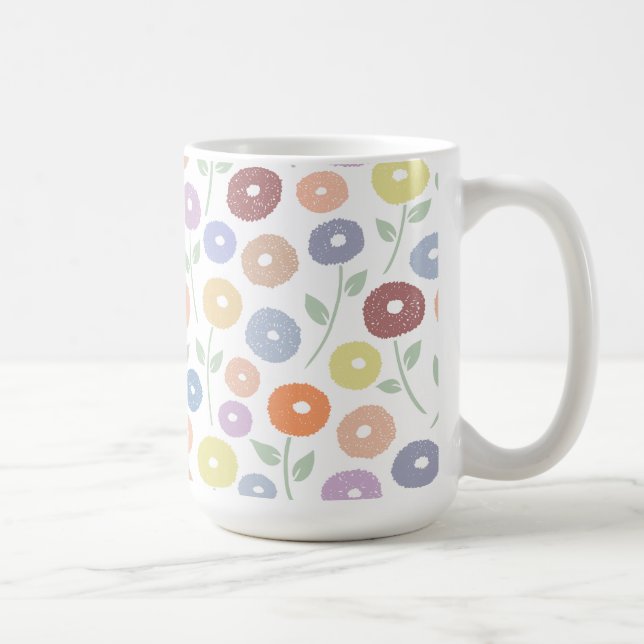 Unschärfe-Blumenmuster Pastell auf Weiß Kaffeetasse (Rechts)