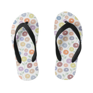 Unschärfe-Blumenmuster Pastelltöne auf Weiß Kinderbadesandalen