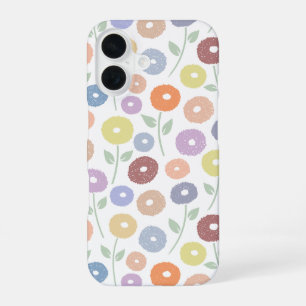 Unschärfe-Blumenmuster-Rpt-Pastell auf Weiß iPhone 16 Hülle