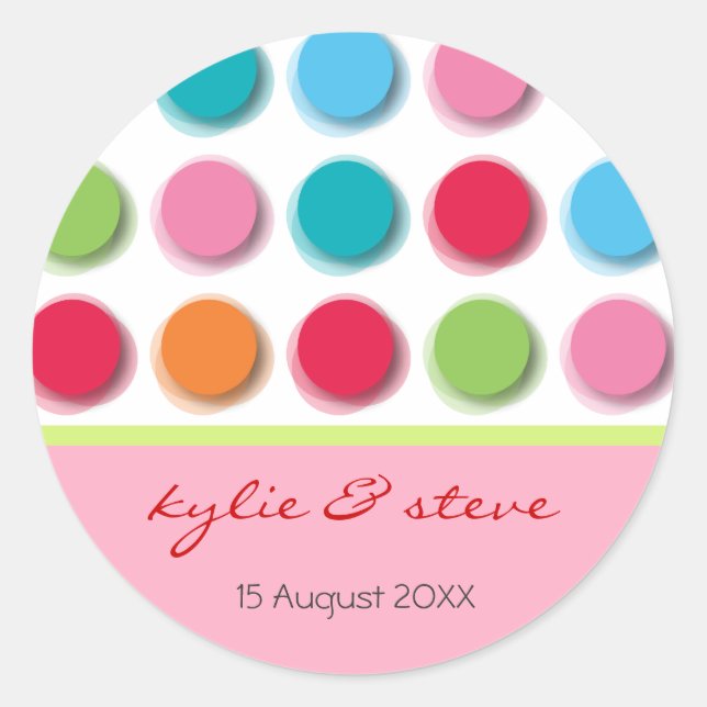 Unscharfe Farbdisco Dots Fun Gastgeschenk Sticker (Vorderseite)