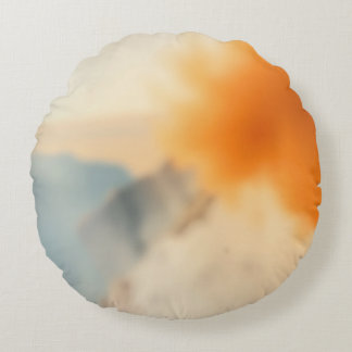 Unschärfe Kunst Neutral Warm Abstrakt Rundes Kissen