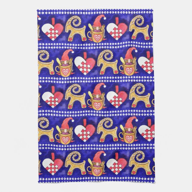 Unschärfe-weißes und rotes schwedisches geschirrtuch (Vertikal)