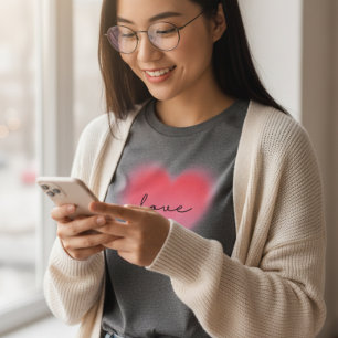 Unschärfes Rosa Herz Liebe Grafik T-Shirt Tri-Blend Shirt