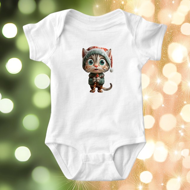 Unschuldige Katzen Weihnachtself Baby Bodysuit Baby Strampler (Von Creator hochgeladen)