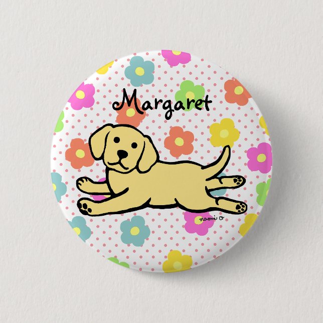 Unschuldiger gelber Labrador-Welpen-Cartoon Button (Vorderseite)