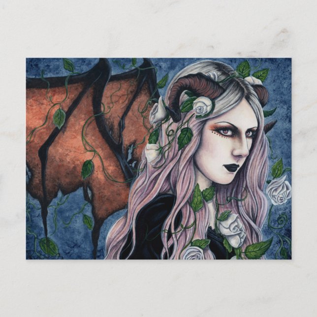 Unseelie Gothic Fairy Dark Fantasy Horns Postkarte (Vorderseite)