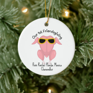 Unser 1. Friendsgiving Truthahn Thanksgiving-Gesch Keramik Ornament