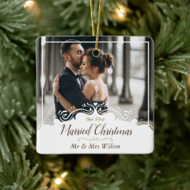 Unser 1. Verheiratetes Weihnachts-Ein-Foto Keramikornament