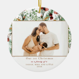 Unser 1. Weihnachten als Familie von 3 Fotos Keramik Ornament