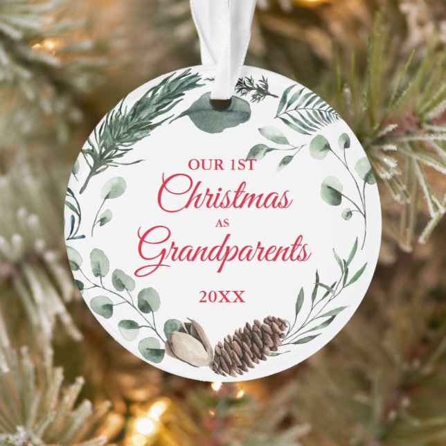 Unser 1. Weihnachten als Großeltern Winterkranz Ornament (Baum)