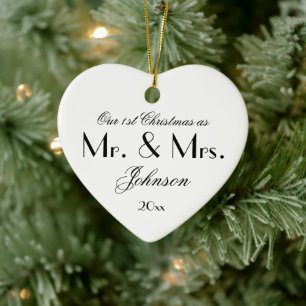 Unser 1. Weihnachten als Mr. & Mrs. Simple Script Keramik Ornament