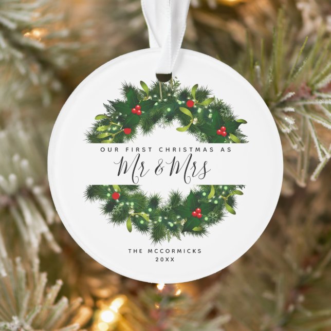Unser 1. Weihnachten als Mr. und Mrs. Handwriting Ornament (Baum)