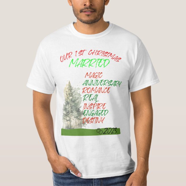 Unser 1. Weihnachten Verheiratet 2023 T-Shirt (Vorderseite)