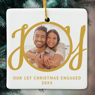 Unser 1. Weihnachten Verlobungsfoto Gold Andenken Keramikornament