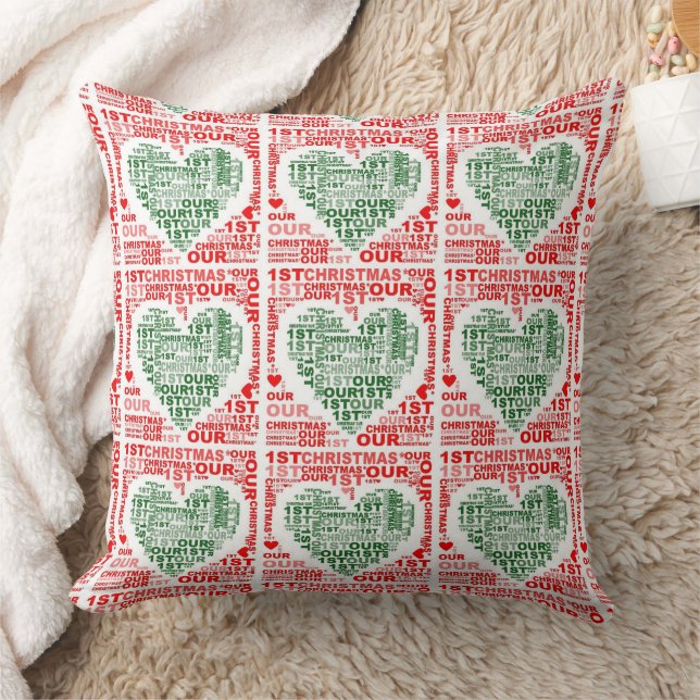 Unser 1. Weihnachts-Rot-grünes Herz-Kissen Kissen (Decke)