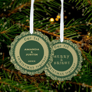 Unser 1. Weihnachtsfest zusammen Gold Kranz auf gr Ornament Karte