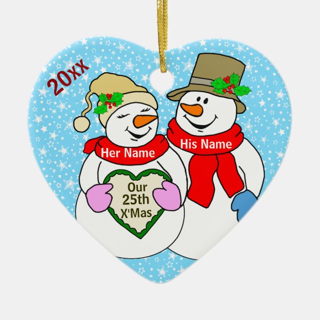 Unser 25. Weihnachten Keramik Ornament (Vorne)
