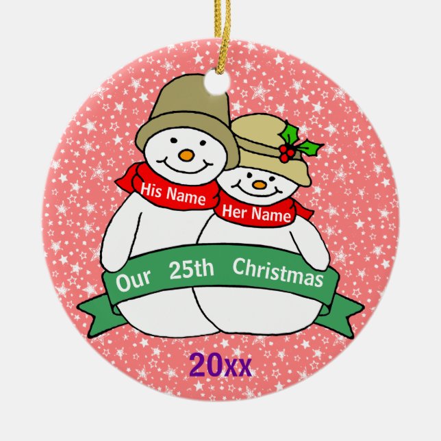 Unser 25. Weihnachten Keramikornament (Vorne)