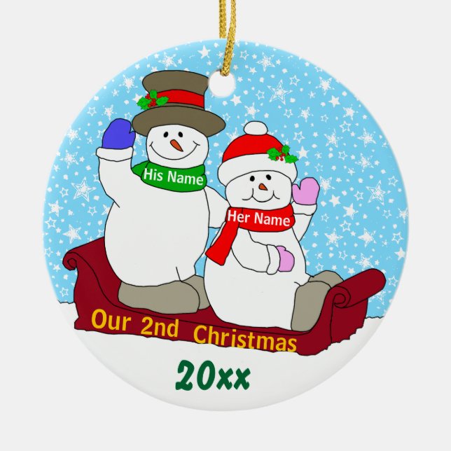 Unser 2. Weihnachten Keramik Ornament (Vorne)