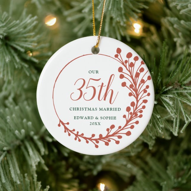 Unser 35. Weihnachten Verheirateter Personalisiert Keramik Ornament (Baum)