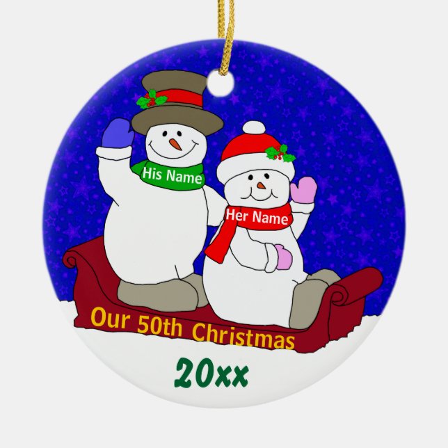 Unser 50. Weihnachten Keramik Ornament (Vorne)