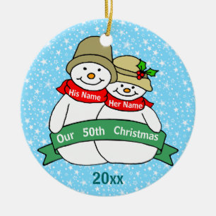 Unser 50. Weihnachten Keramik Ornament
