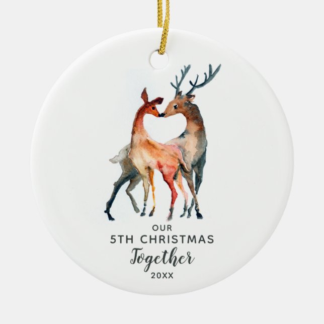 Unser 5. Weihnachtsfest zusammen individualisierba Keramik Ornament (Vorne)