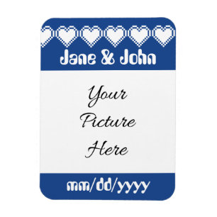 Unser 8-Bit-Herz in Blau Rette - das Date Magnet