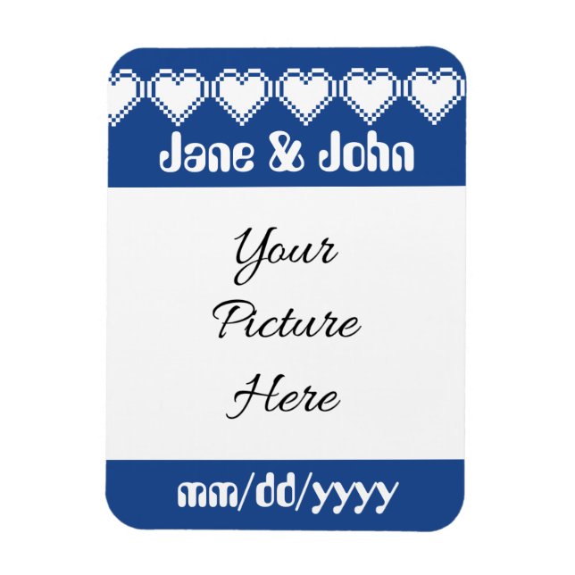 Unser 8-Bit-Herz in Blau Rette - das Date Magnet (Vertikal)