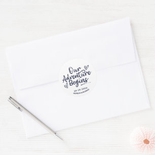 Unser Abenteuer beginnt Hochzeiten speichern das D Runder Aufkleber