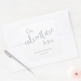 Unser Abenteuer beginnt mit einer Hochzeit mit sta Quadratischer Aufkleber