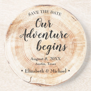 Unser Abenteuer beginnt mit rustikalen Holzkörnern Getränkeuntersetzer