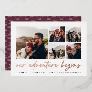 Unser Abenteuer beginnt   Multi-Foto Save the Date Folieneinladung