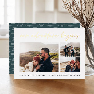 Unser Abenteuer beginnt   Multi-Foto Save the Date Folieneinladung