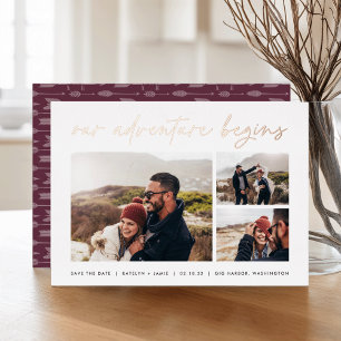 Unser Abenteuer beginnt   Multi-Foto Save the Date Folieneinladung