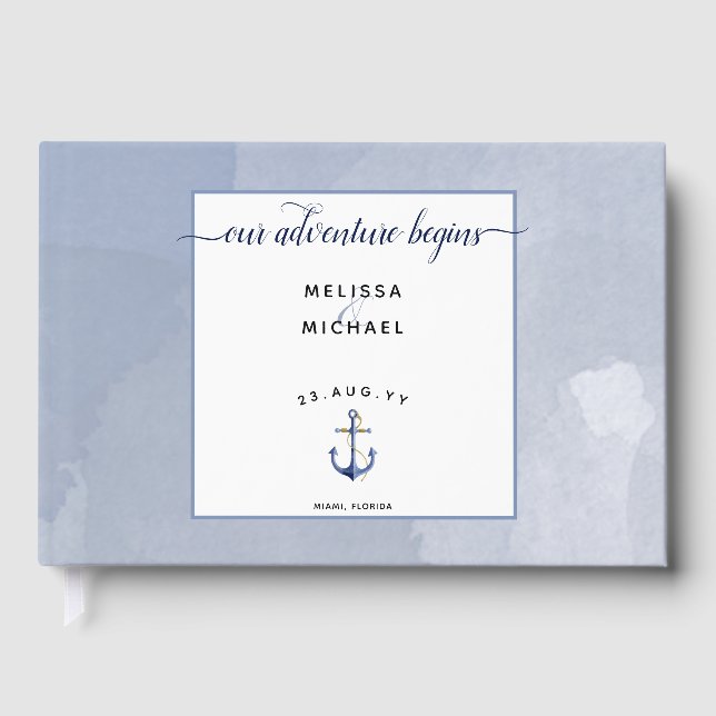 Unser Abenteuer beginnt #Nautical Navy Event Weddi Gästebuch (Vorderseite)